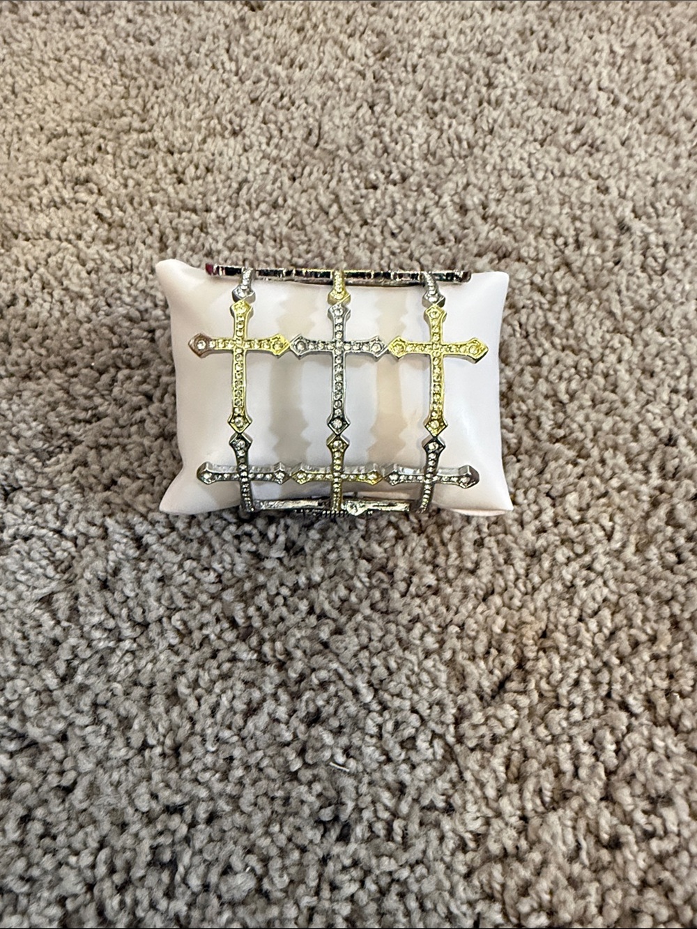 Sassy Jones Triple Cross Stretch Bracelet in Silver and Gold